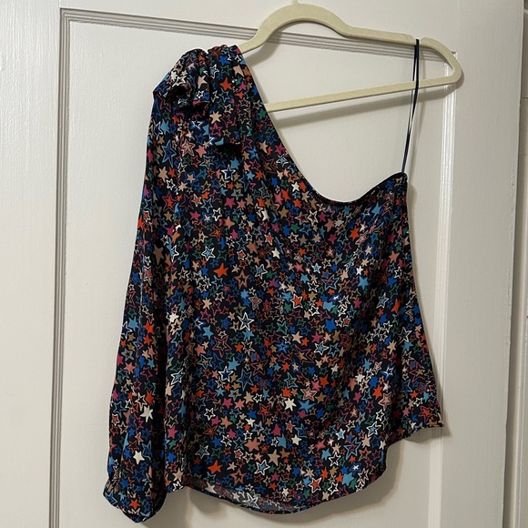 NWT J. Crew jacuzzi star print one sleeve blouse sz 8 medium - Picture 4 of 5